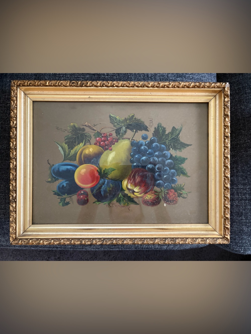 Vintage Still Life Fruit Painting - Framed